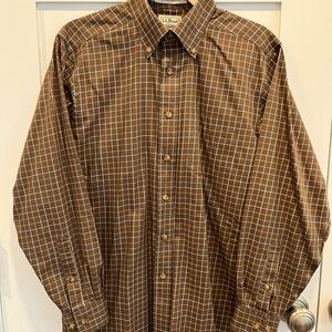 L.L. Bean Men's Brown Plaid Button-Down Shirt